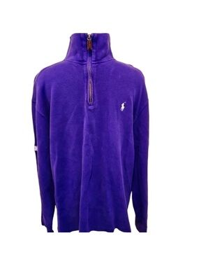 VINTAGE RALPH LAUREN TCU HORNED FROGS PURPLE QUARTER ZIP SWEATER large